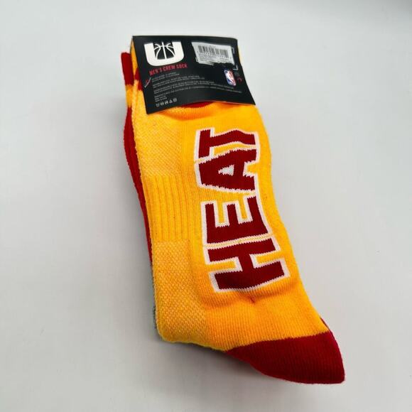 Miami Heat Socks Mens 6-12 Multicolor 3 Pair Logo Crew Socks NBA Basketball NEW - Picture 3 of 9